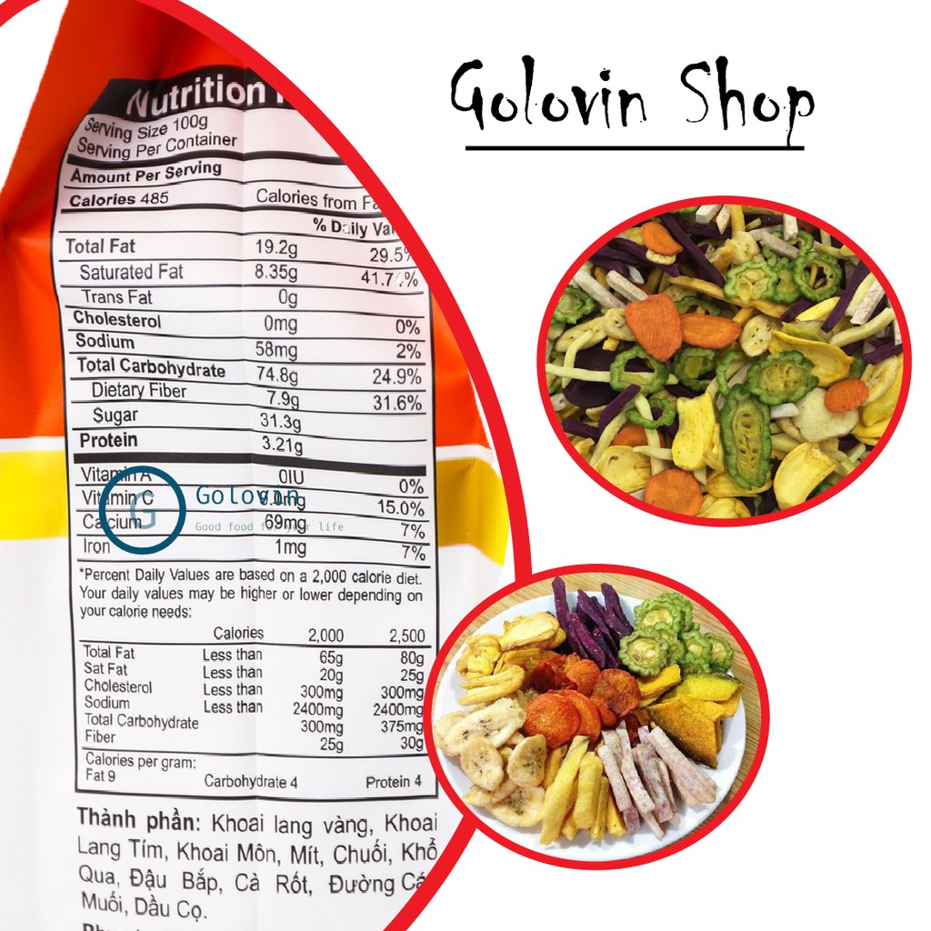 Trái cây sấy khô thập cẩm Huynh Đệ Tề Hùng túi 250g giảm cân, ăn kiêng Golovinshop | BigBuy360 - bigbuy360.vn