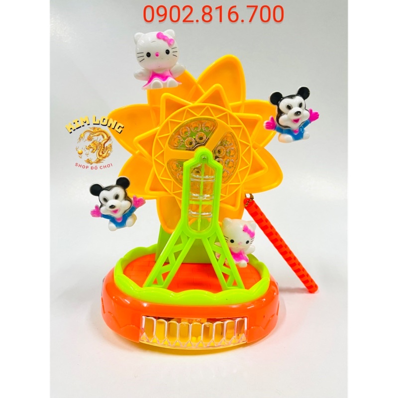 Đồ chơi lồng đèn trung thu cho bé gái hình công viên kitty và mickey có pin nhạc đèn quà tặng trung thu cho bé