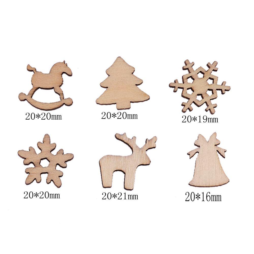 MUVAKO Set 50 Miếng Gỗ Tự Nhiên Khắc Hình Ngựa Bập Bênh Trang Trí Cây Thông Noel
