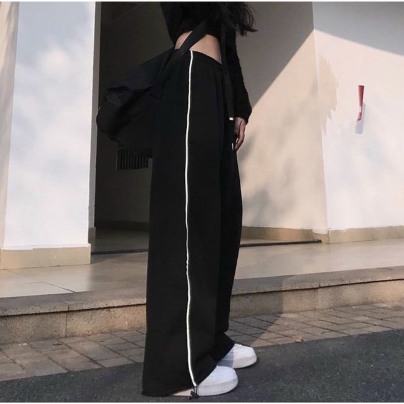 XPstore Quần ống suông dây rút viền line phản quang Nam Nữ (Ảnh thật)