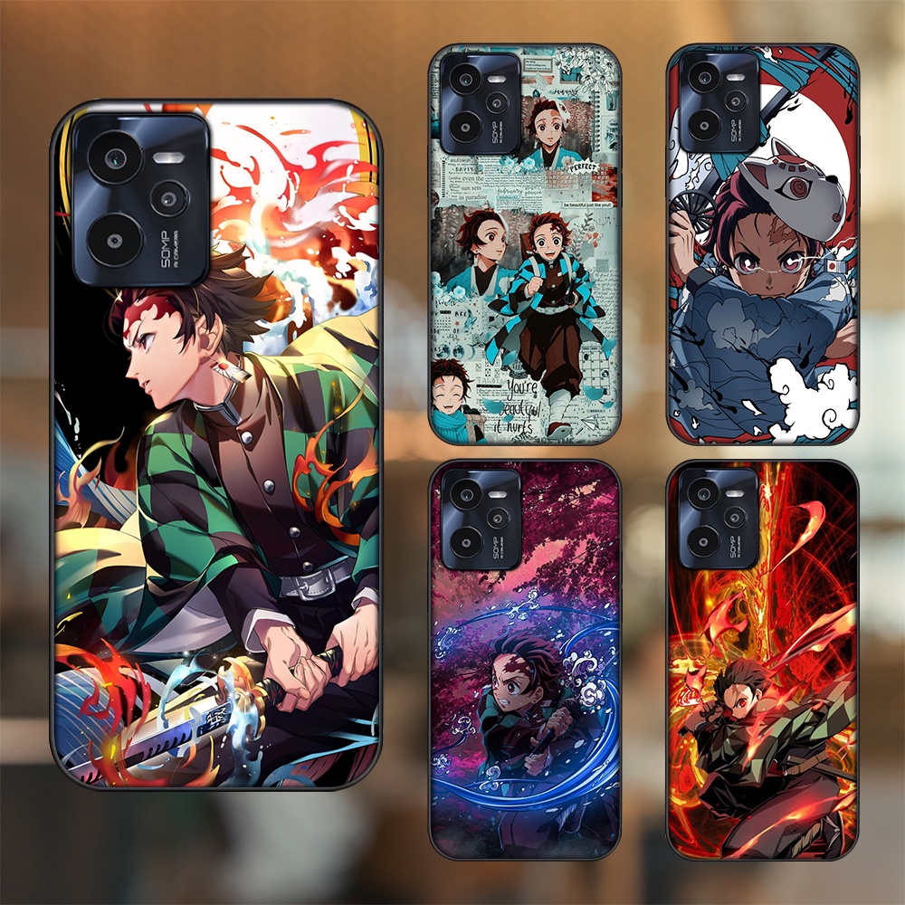Ốp lưng Realme C35 viền đen in hình Tanjiro Kimetsu No Yaiba