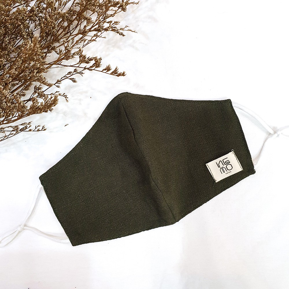 Khẩu Trang Linen Trơn 3 lớp Logo Nemo, có nút tăng giảm dây tiện dụng | BigBuy360 - bigbuy360.vn