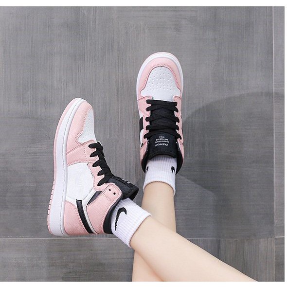 Giày nữ sneaker, giày nữ thể thao bóng rổ cao cổ hot trend 2021 BM006