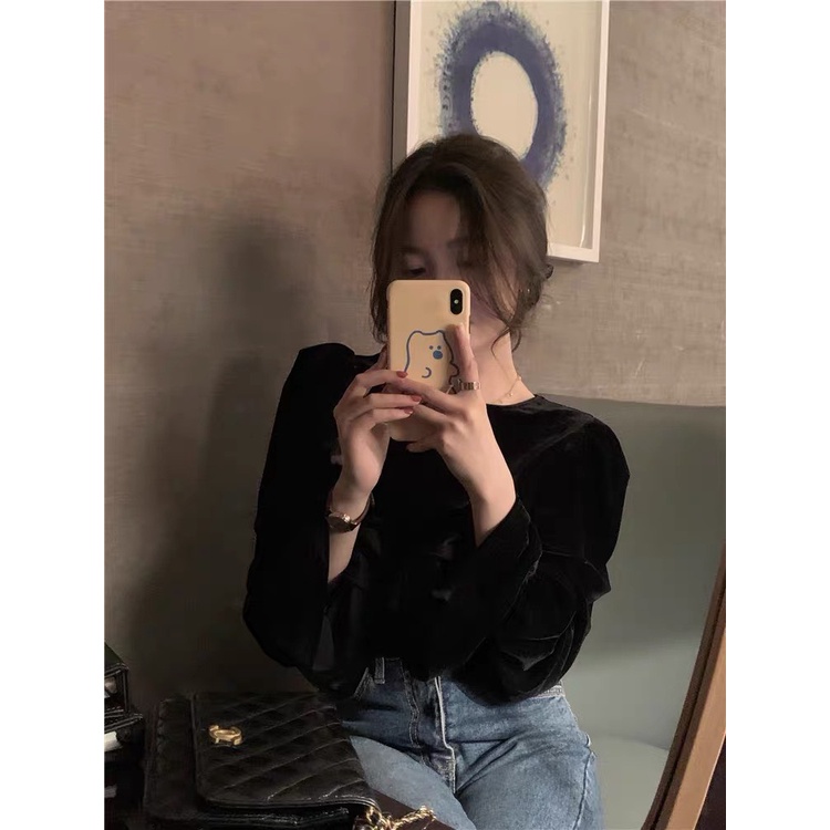 Áo nhung buộc nơ lưng Quảng Châu CHANREEN