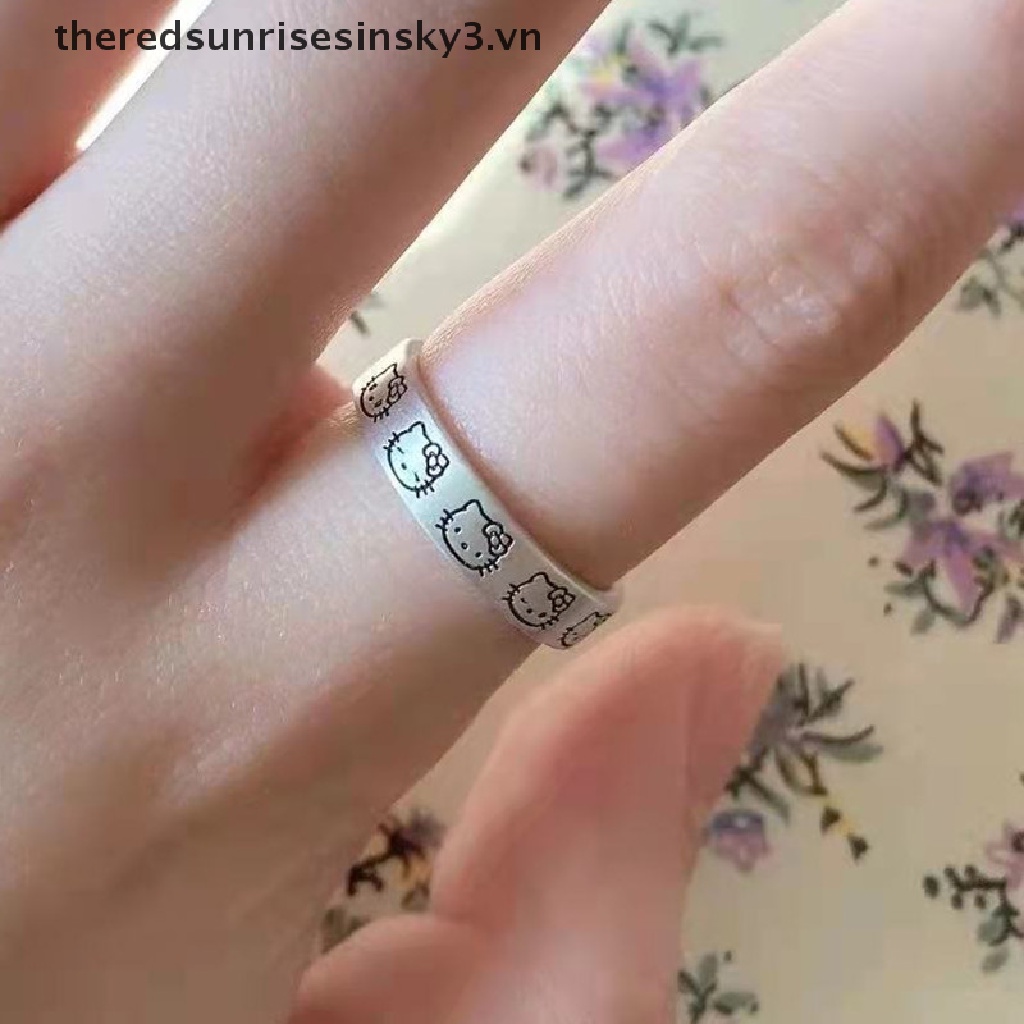 * * Thời Trang Mới * * Nhẫn Cặp Đôi Bằng Đồng Trắng Mạ Đồng Hình Kuromi Đáng Yêu Có Thể Điều Chỉnh Làm Quà Tặng