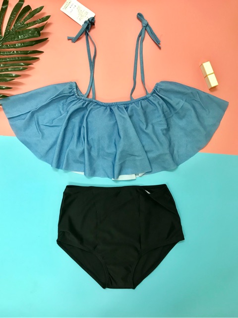 [XẢ KHO] Bikini bèo nhún xanh đen HOT 2019 (Video, ảnh thật) | BigBuy360 - bigbuy360.vn