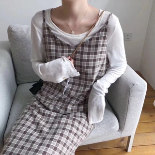 Váy maxi 2 dây kẻ