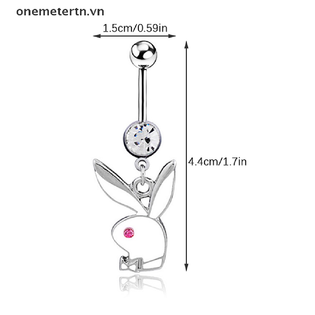 Onemetertn Khuyên Rốn Hình Thỏ Pha Lê Dễ Thương Không Cần Khoan Lỗ