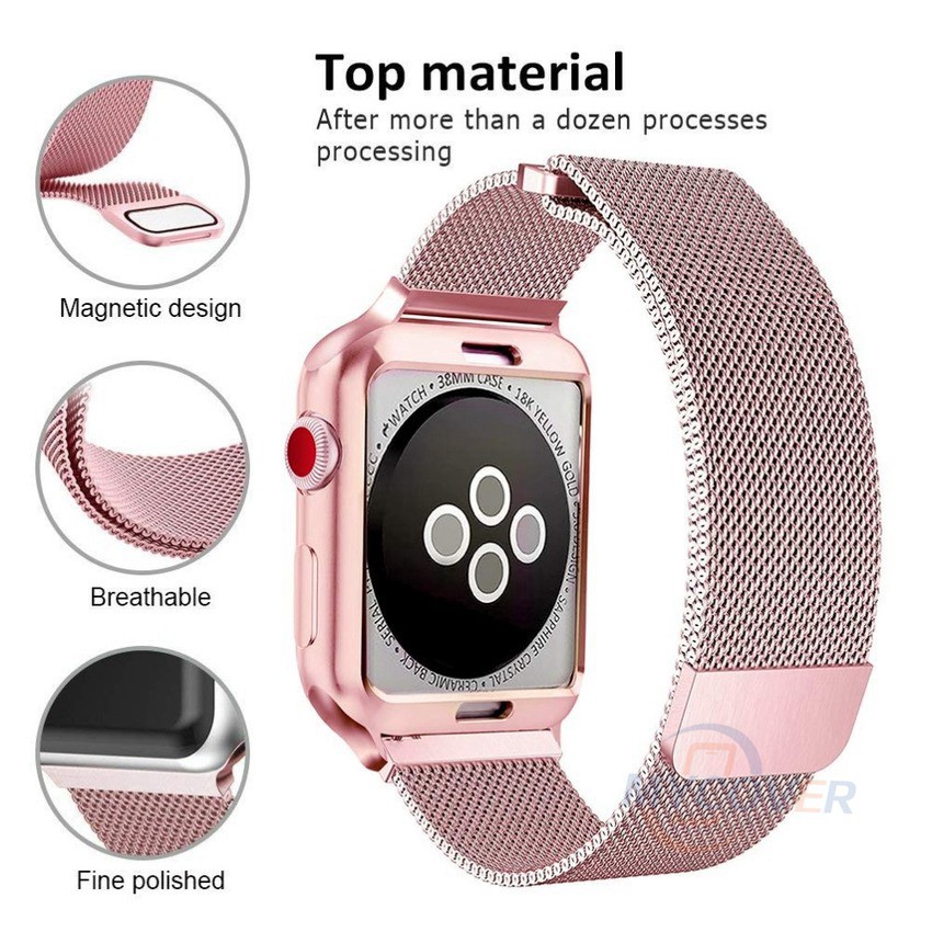 Dây Đeo Kim Loại Milanese Cho Đồng Hồ Thông Minh Apple Watch Series 7 6 SE 5 4 3 2 1 iWatch 45mm 44mm 42mm 41mm 40mm 38mm