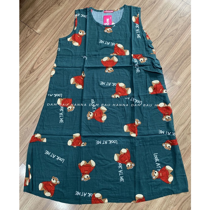 [HANNA] Đầm bầu vải lanh big size mặc ở nhà dành cho bầu béo vải tôn 2 da cao cấp mát mùa hè ít nhăn size 60-90kg