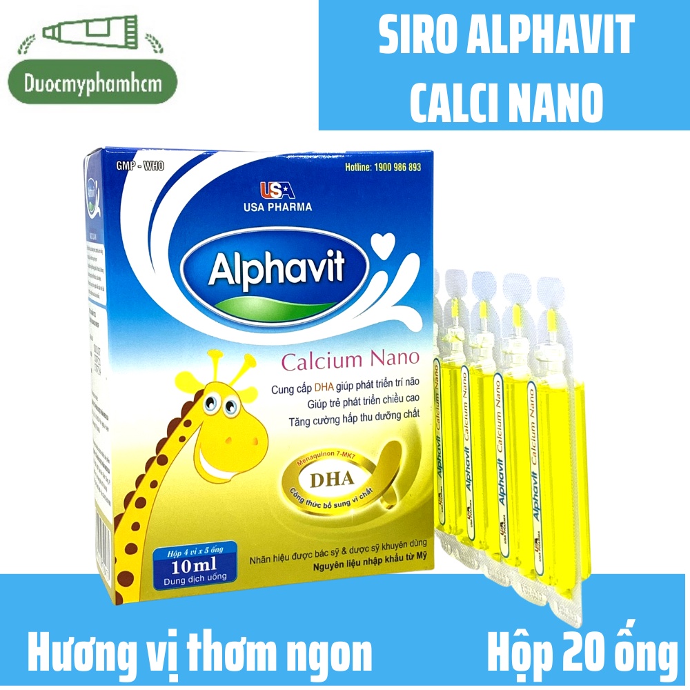 ALPHAVIT CALCIUM - SIRO BỔ SUNG CANXI CHO BÉ - NHANH MỌC RĂNG - PHÁT TRIỂN CHIỀU CAO - CHỐNG CÒI XƯƠNG HỘP 20 ỐNG NHỰA B