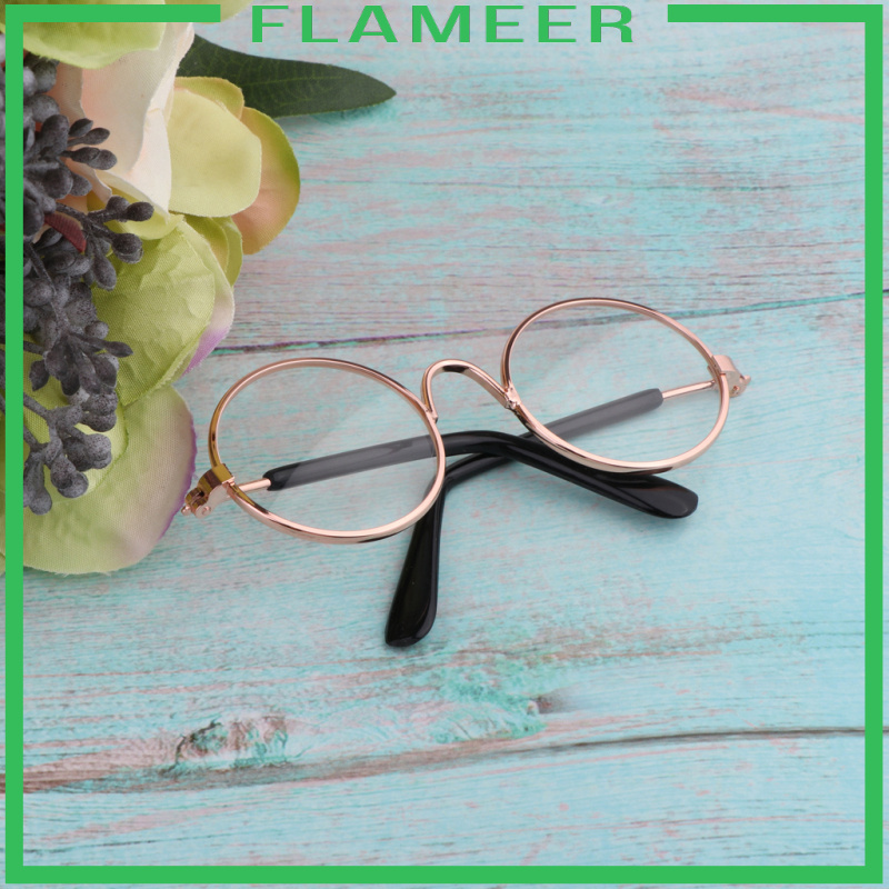 [FLAMEER]1/6 BJD Doll Eyegalsses Eyewear Golden Frame for Blythe Dolls Black