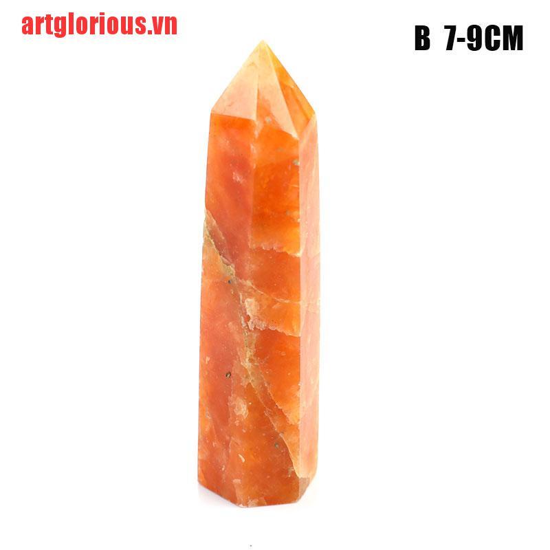 【artglorious】1pc Natural Sunstone Healing Energy Stone Quartz Tower Orange Orn