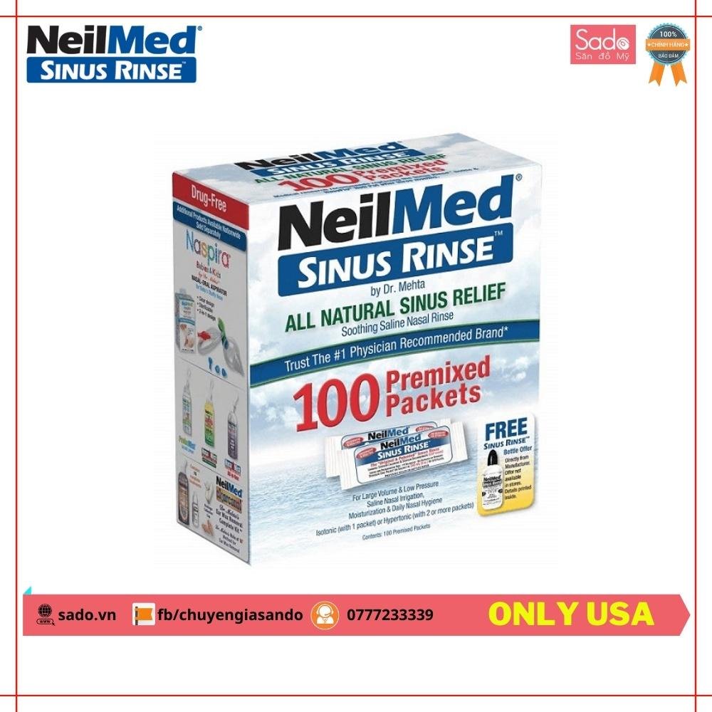 Bộ 100 gói muối pha NeilMed Sinus Rinse 100 Premixed Packets