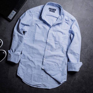 Áo Sơ Mi Nam Oxford cotton tay dài dáng ôm (Xanh dương)