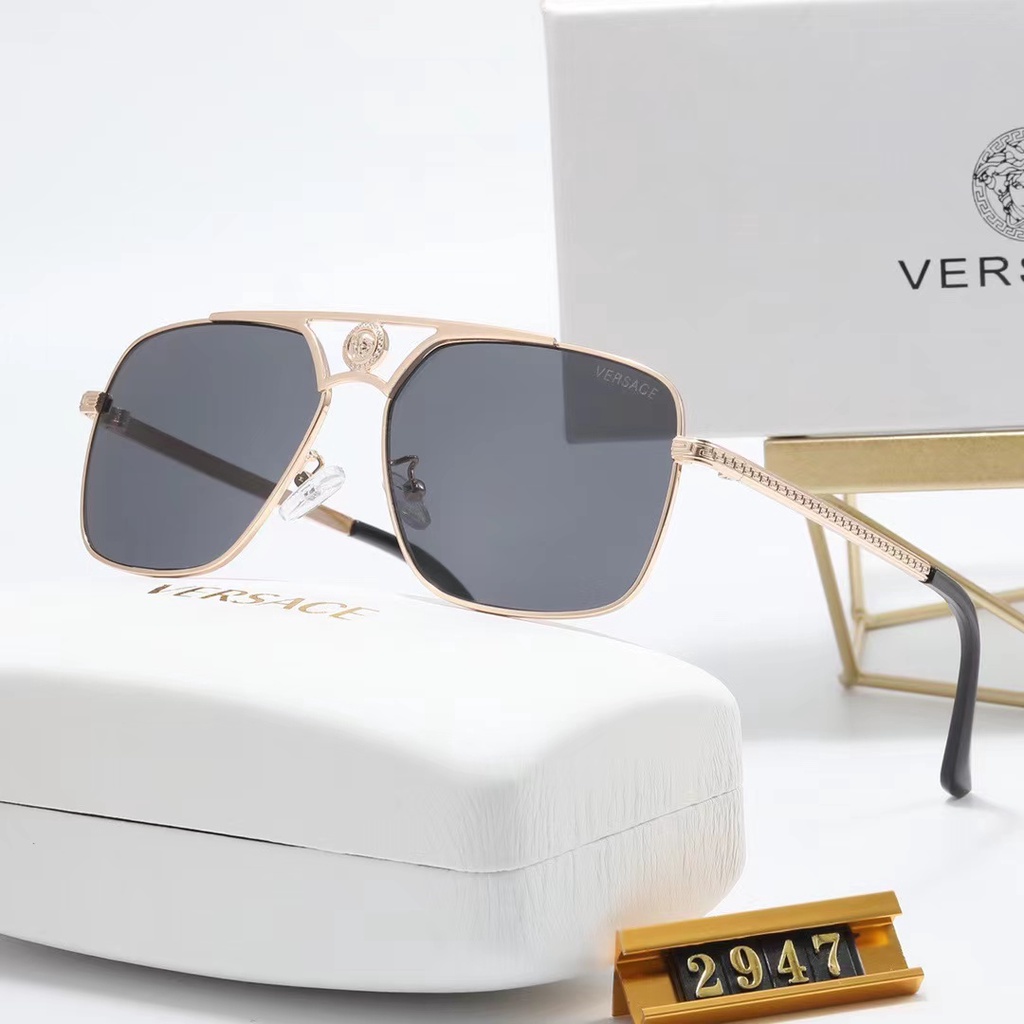 Kính Mát Gọng Cong Bằng Kim Loại 2022 Versace Chống Tia UV400 Sang Trọng Cho Nam Và Nữ