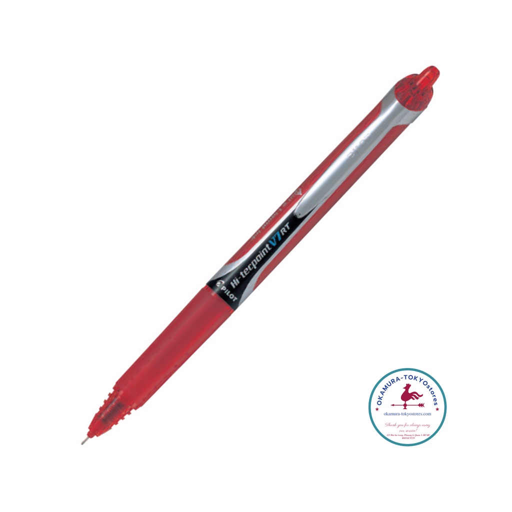 Bút mực nước màu đỏ hi tech v7 văn phòng, Pilot, viết êm đầu bút bi siêu bền, ngòi 0.7mm