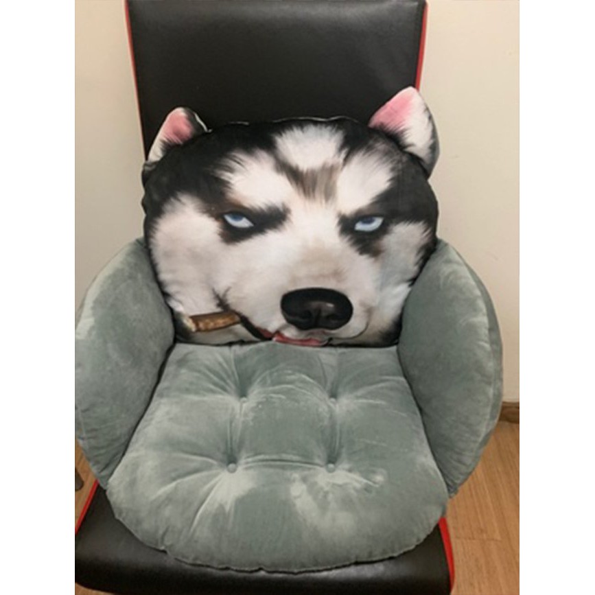 Ghế đệm bông văn phòng | Đệm bông lót ghế in hình 3D husky ngầu