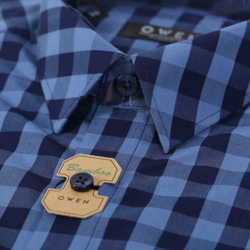 Áo sơ mi dài tay Nam Owen  Bamboo Regular Fit màu Navy xanh đậm - AR23375D