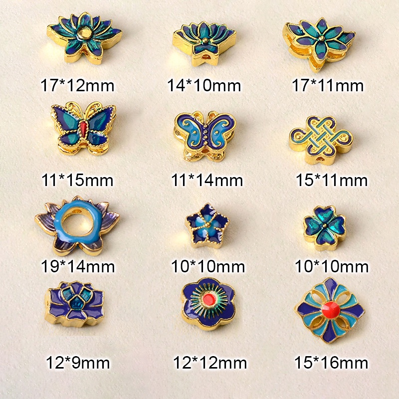 1 phiến đúc họa tiết charm kim loại tráng men nguyên liệu làm trâm, làm trang sức