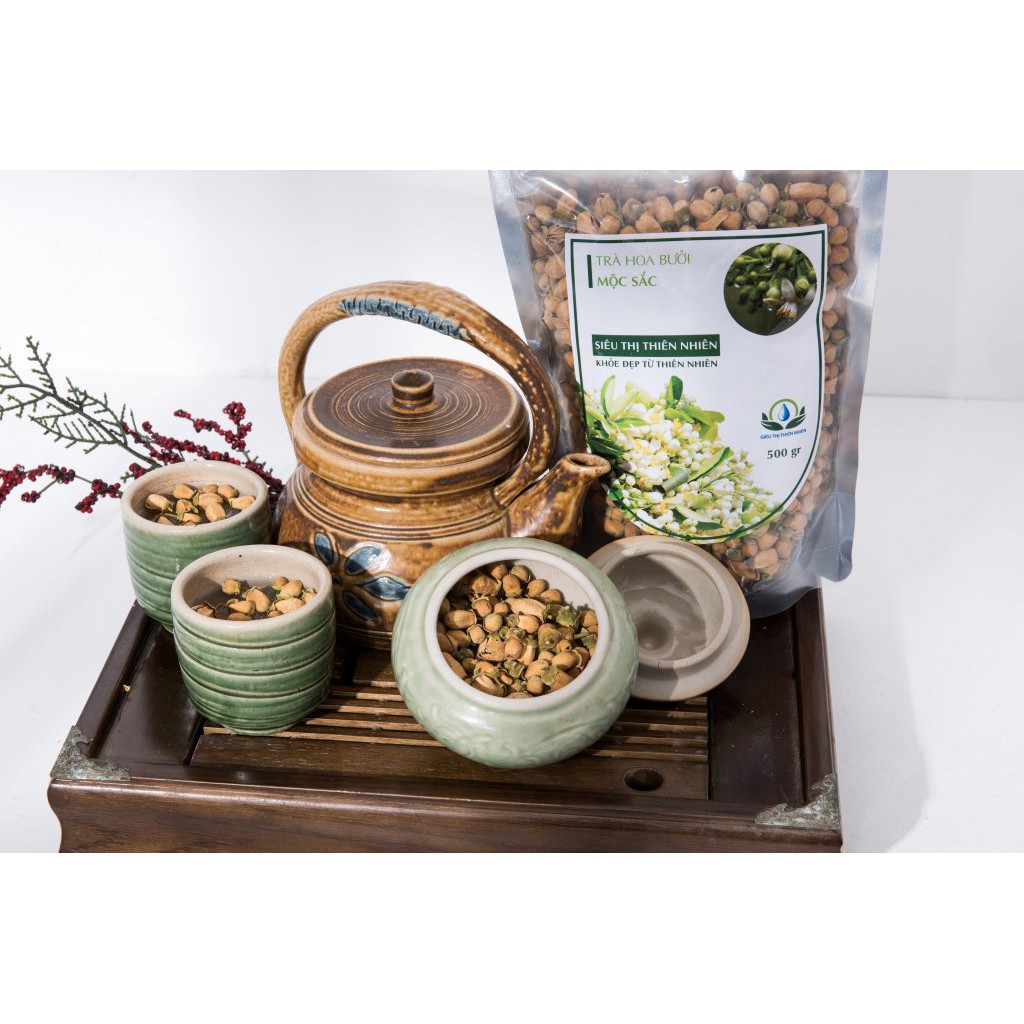 Trà hoa bưởi sấy khô Mộc Sắc 500gr, trà giảm đau dạ dày cao cấp của siêu thị thiên nhiên