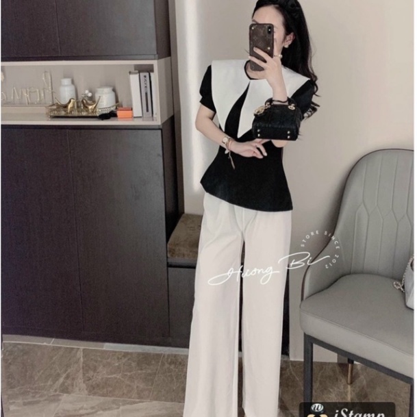 Áo sơ mi nữ ngắn tay thiết kế tròn tiểu thư siêu xinh_040 nội y xanh thiết kế thoáng mát