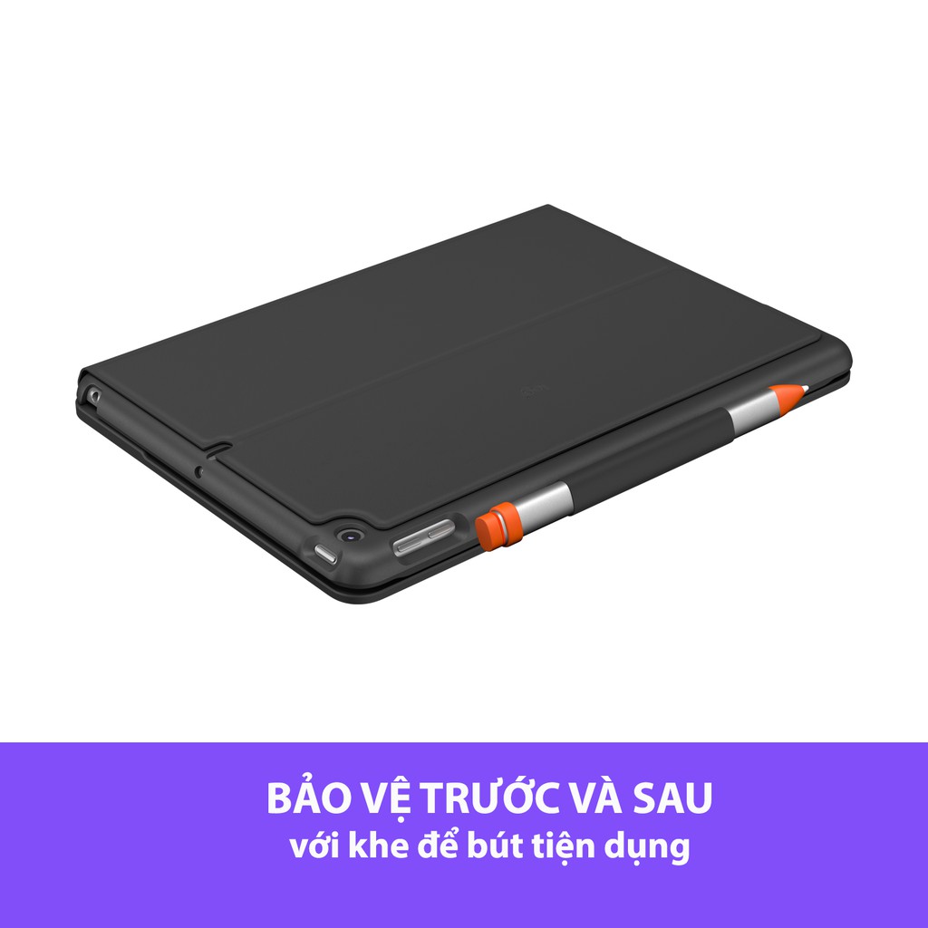 Bao da kèm bàn phím Logitech Slim Folio kết nối bluetooth dành cho iPad Gen 7, Air Gen 3 | BigBuy360 - bigbuy360.vn