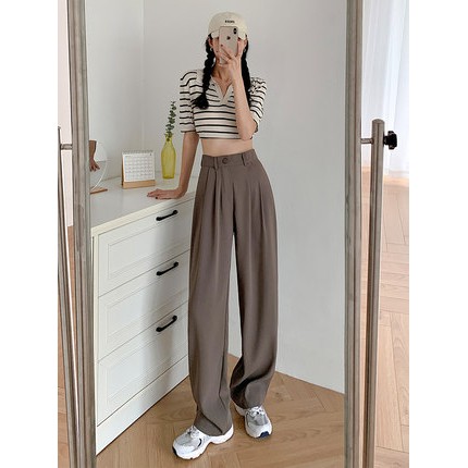 Quần Tây Ông Suông Màu Nâu Tây Dáng Dài
