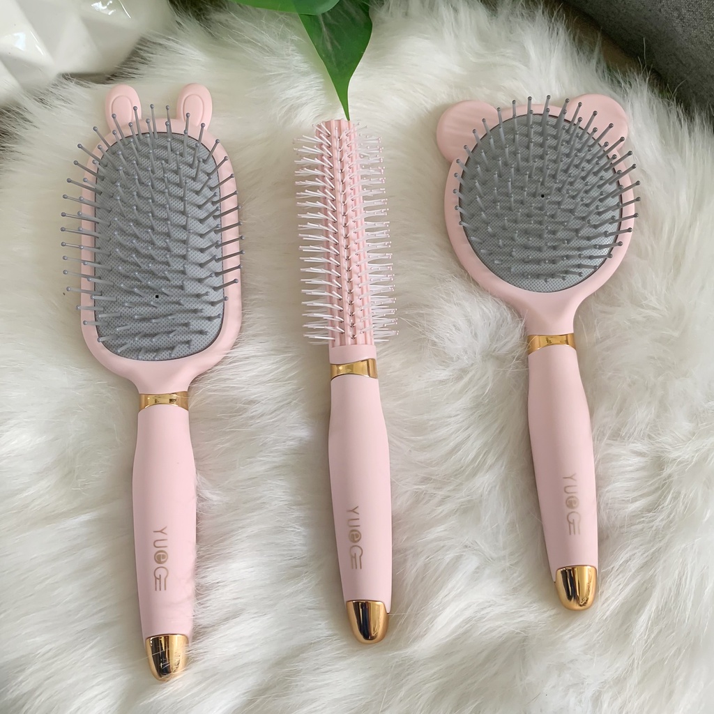 Lược Chải Tóc Gỡ Rối, Massage Da Đầu YueGe Hình Thú Hồng Cao Cấp
