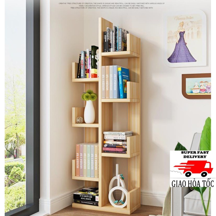 KỆ SÁCH XƯƠNG RỒNG - KỆ SÁCH HÌNH CÂY 8 NGĂN HIỆN ĐẠI CHẤT LIỆU GỖ Home Decor
