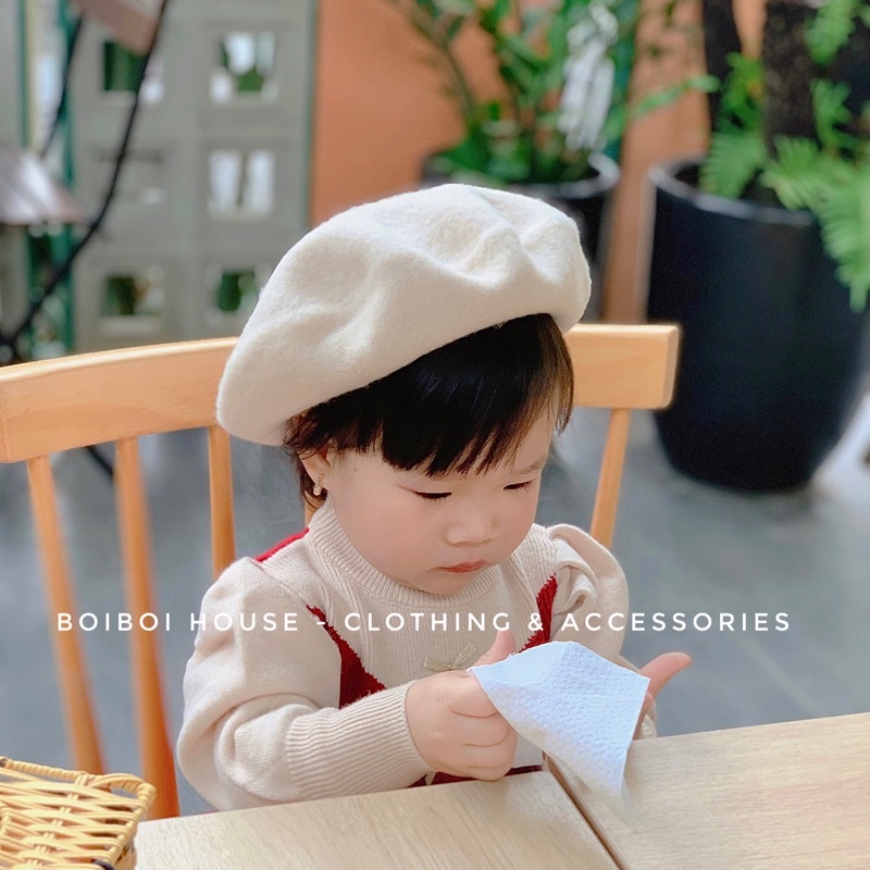 Mũ nồi dạ nhiều màu kiểu Hàn Quốc đáng yêu cho bé