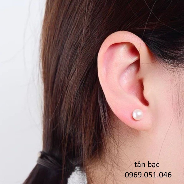 Bông tai bạc , nụ trai tự nhiên , thiết kế đơn giản lịch sự , vô địch về giá