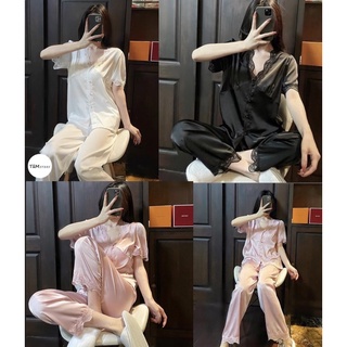 Bộ ngủ lụa viền full ren
