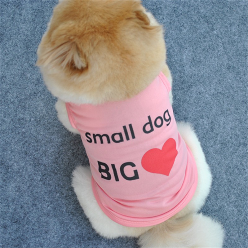Doremiu- Áo chó mèo áo thun hình tim loại áo mùa hè mùa đông không tay Small Dog Big love