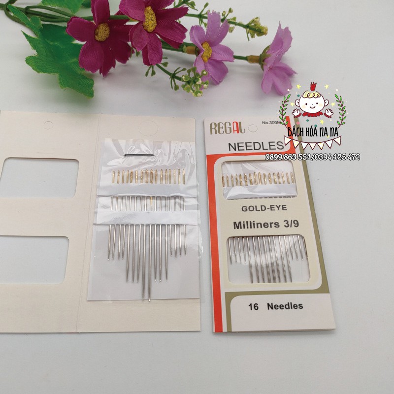 Set kim may nhiều size / Bộ Kim Thêu Tay Đuôi Vàng 16 Cây Nhiều Kích Thước COMBO 16 NEDDLES GOLD EYE Nana Handmade Shop