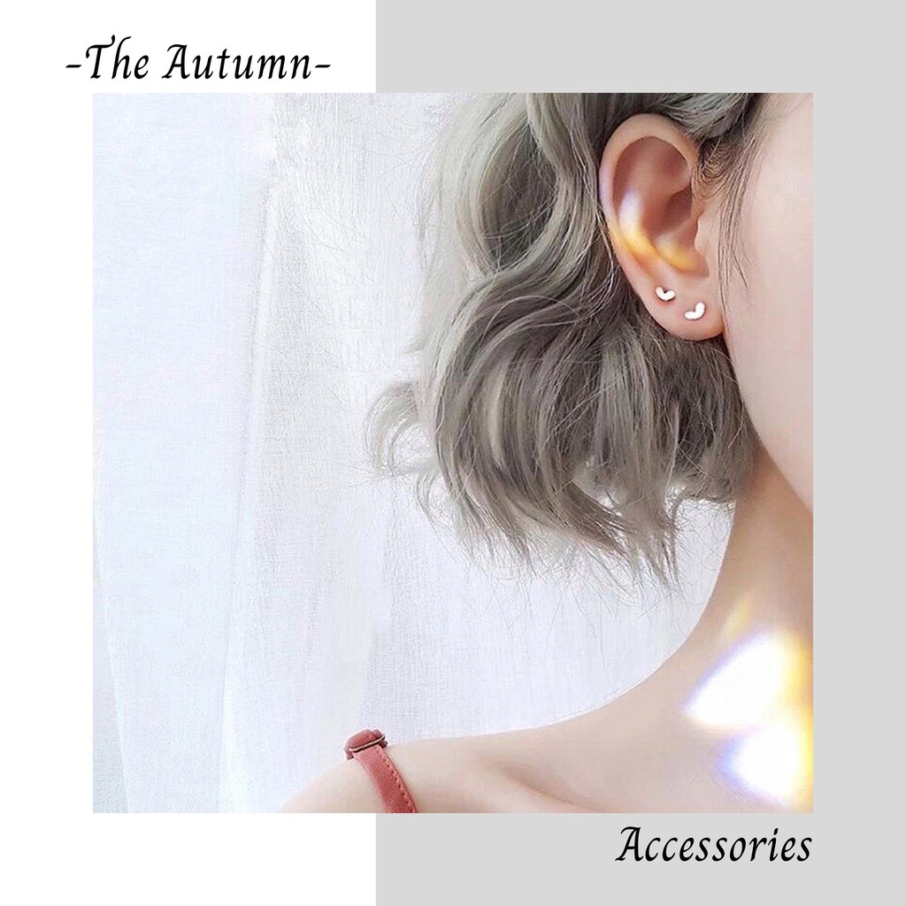 Set 6 đôi khuyên tai mạ bạc đính đá pha lê đơn giản dễ thương phong cách Hàn Quốc cho nữ - The Autumn Accessorie