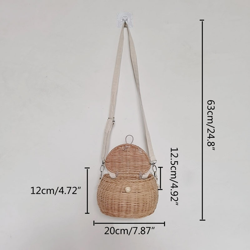 Túi Đeo Chéo Mây Đan Có Nắp Đậy Đựng Đồ Chơi Cho Bé