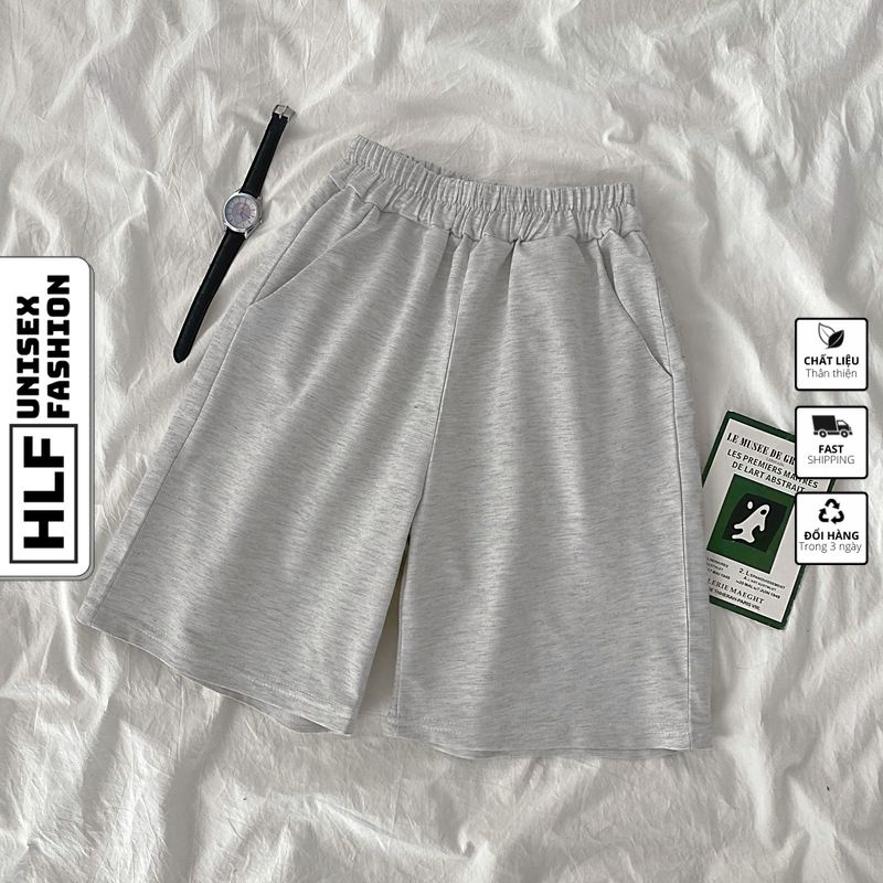 [Mã FAMARAL1 giảm 10K đơn 50K] Quần đùi nam nữ ống rộng Unisex basic, quần jean short nữ HLFashion