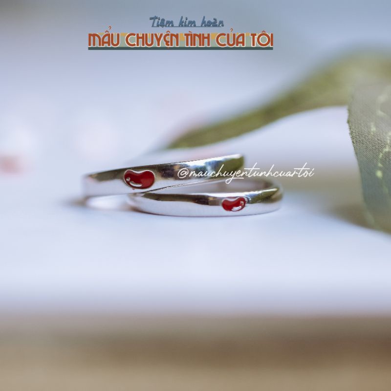 Nhẫn bạc Hạt Đậu đỏ- Nhẫn bạc cặp đôi - - Mẩu chuyện tình của tôi