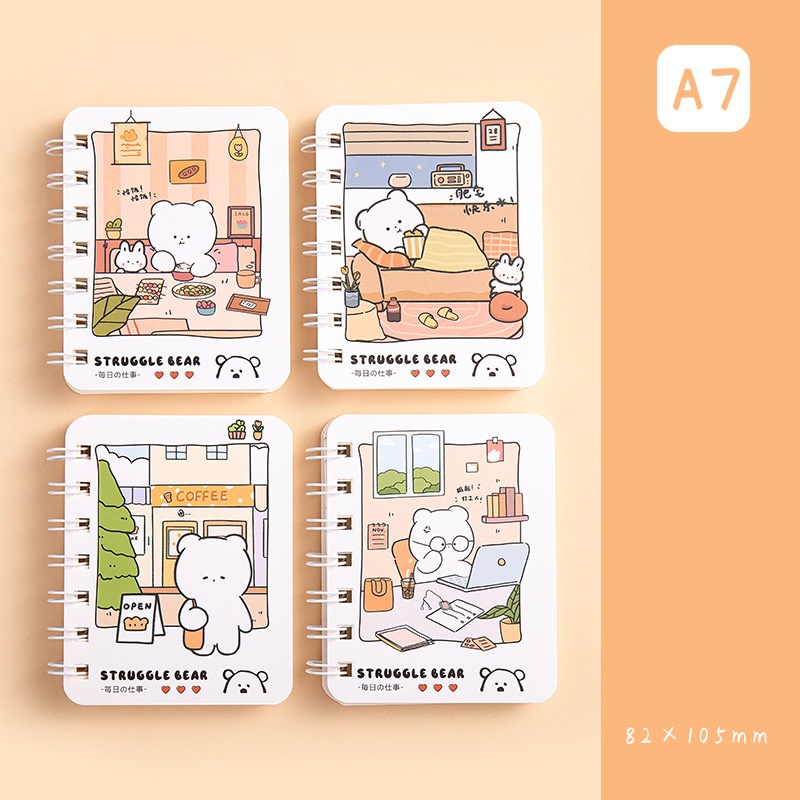Sổ tay mini SOSAMA sổ còng ghi chú A7 họa tiết cute dễ thương nhiều màu SN-001375