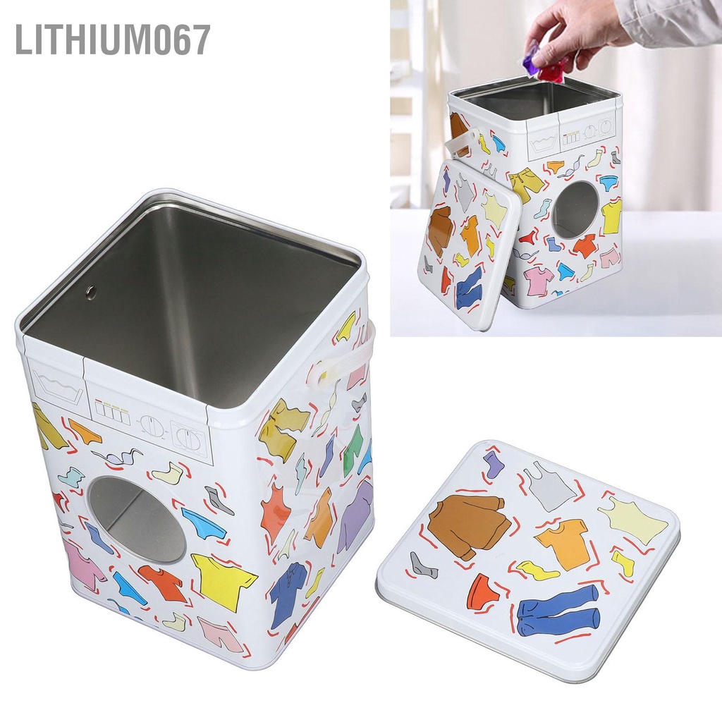 � Lithium067 Hộp đựng bột giặt dạng với máy có nắp cửa sổ phối cảnh Hình thức hộp lưu trữ dung tích lớn