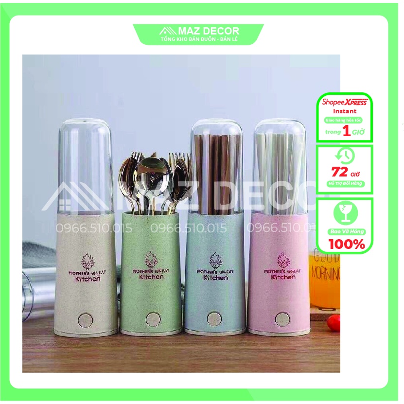 Giá sỉ Ống cắm đũa lúa mạch có nắp đậy giá rẻ đẹp dày dặn tiện dụng đa năng