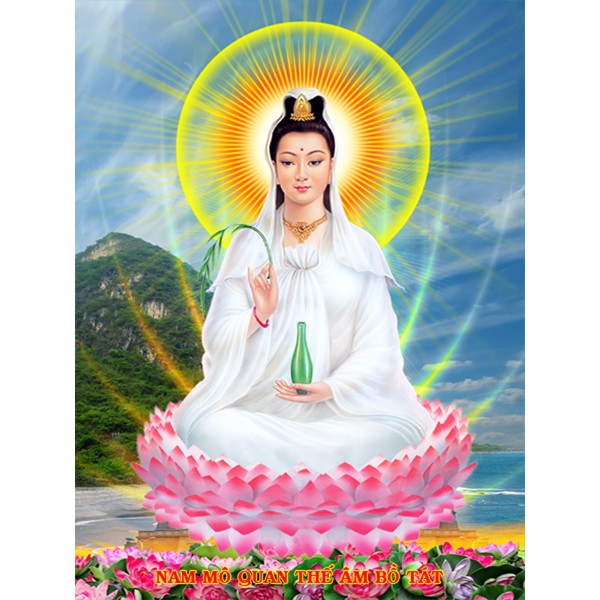 Tranh đính đá toàn bộ Mẹ Quan Thế Âm Bồ Tát tự đính đá 5d