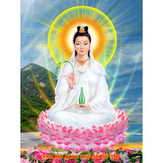 Tranh đính đá toàn bộ Mẹ Quan Thế Âm Bồ Tát tự đính đá 5d