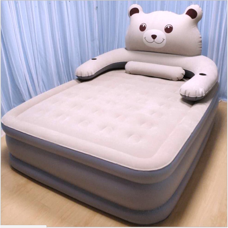 Giường hơi hình thú dày 45cm tặng kèm bơm điện và gối miếng bịt tai và mắt, keo dính | BigBuy360 - bigbuy360.vn