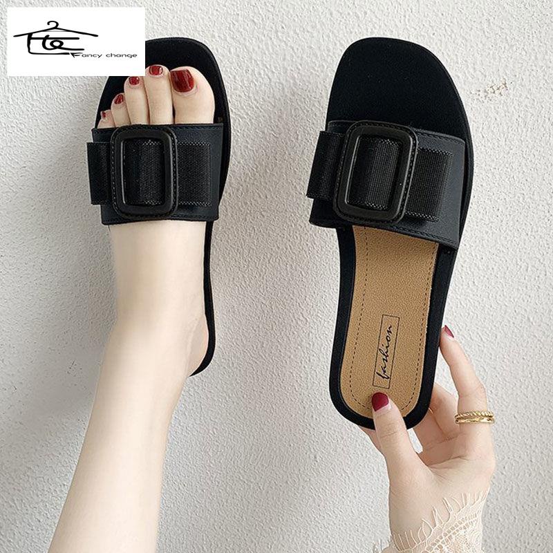 Dép Mùa Hè Có Khóa Vuông Phong Cách Hàn Quốc Thời Trang Cho Nữ