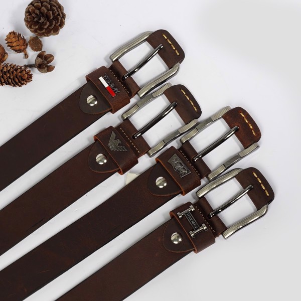 Thắt Lưng Nam Da Bò Sáp Hiệu- Da Thật Nguyên Tấm Đốt Không Cháy - Khóa Đồng và Đầu Hợp Kim Nguyên Khối