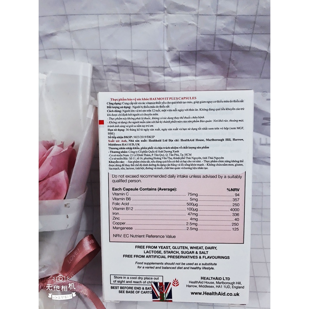 Viên uống Sắt HAEMOVIT Plus, giúp bổ sung Sắt và các Vitamin thiết yếu, giúp giảm nguy cơ thiếu má.u do thiếu Sắt