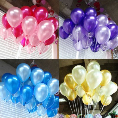 Bong bóng nhũ Thái Size 10''(25cm) bịch 25 cái Bóng trang trí sinh nhật Phụ kiện trang trí sinh nhật happy birthday