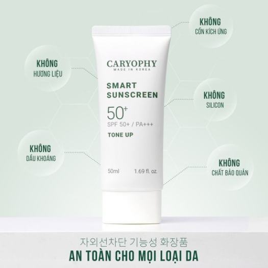 Kem Chống Nắng Nâng Tông Ngừa Mụn Caryophy Smart Sunscreen Tone Up SPF50+ PA+++ 50ml